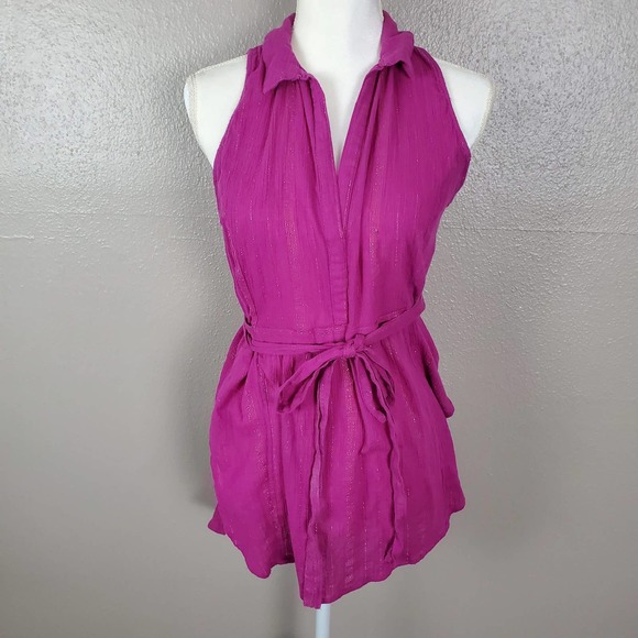 Anthropologie Maeve Fuchsia Sparkly Gauze Tunic S - Picture 2 of 9